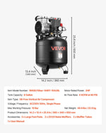 VEVOR 30 l gaisa kompresors, 1,5 kW, 113 l/min pie 6,2 bar, maks. spiediens 10 bar, bez eļļas, paredzēts auto remontam, riepu piepumpēšanai, krāsošanai un koka darbu naglošanai