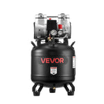 VEVOR 30 l gaisa kompresors, 1,5 kW, 113 l/min pie 6,2 bar, maks. spiediens 10 bar, bez eļļas, paredzēts auto remontam, riepu piepumpēšanai, krāsošanai un koka darbu naglošanai