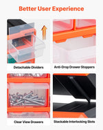 VEVOR 18 atvilktņu sīko detaļu organizators, plastmasas uzglabāšanas skapis, sakraujams un stiprināms pie sienas, garāžai, darbnīcai, skrūvēm, instrumentiem, pērlītēm un konstruktoriem