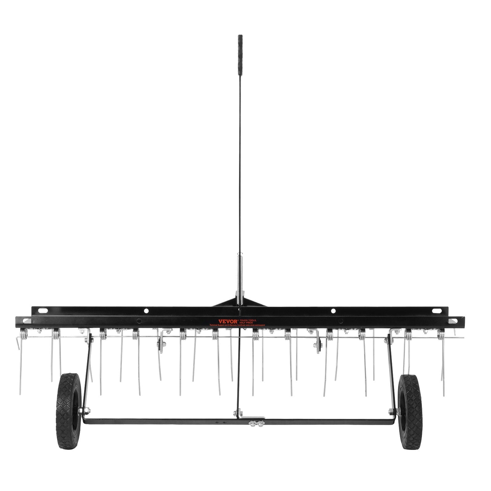 VEVOR piekabināms zāliena skarifikators, 122 cm darba platums, ar 24 atsperu tērauda zariem, zāliena skarifikatora grābeklis ATV vai zāliena pļāvējam, piekabināms zāliena grābeklis ar pacelšanas rokturi dārzam, saimniecībai un zālienam