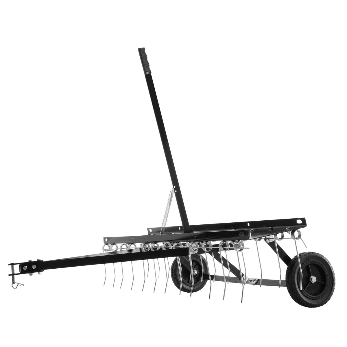 VEVOR piekabināms zāliena skarifikators, 122 cm darba platums, ar 24 atsperu tērauda zariem, zāliena skarifikatora grābeklis ATV vai zāliena pļāvējam, piekabināms zāliena grābeklis ar pacelšanas rokturi dārzam, saimniecībai un zālienam
