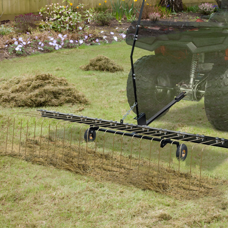 VEVOR piekabināms zāles iztīrītājs, 152 cm zāles iztīrītāja grābeklis ATV vai zāles pļāvējam, 24 dakšas