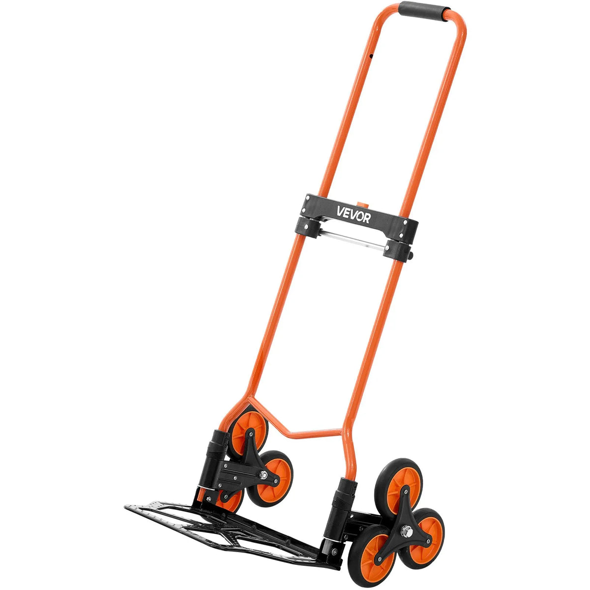 VEVOR stair cart with a 54 kg load capacity, foldable transport cart with a telescoping handle, 6 wheels and 2 elastic straps, suitable for home use, food transport, and storage