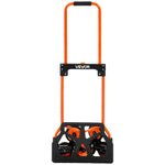 VEVOR stair cart with a 54 kg load capacity, foldable transport cart with a telescoping handle, 6 wheels and 2 elastic straps, suitable for home use, food transport, and storage