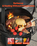 VEVOR Chiminea 56 cm Outdoor Wood-Burning Fire Pit, iron spherical fireplace design with BBQ grate, chimney cap, and rust-resistant lid; suitable for the patio, garden, and backyard