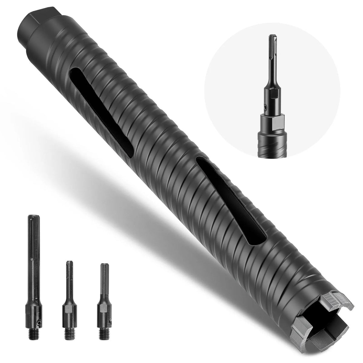 VEVOR dimanta kroņurbis, 38 mm diametrs, 241 mm urbšanas dziļums, M16 iekšējā vītne, sausās urbšanas kroņurbis ar 3 adapteriem, vadurbīti un sešstūra atslēgu, paredzēts dzelzsbetonam, sarkanajiem ķieģeļiem un mūra materiāliem