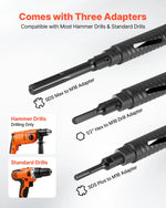 VEVOR dimanta kroņurbis, 38 mm diametrs, 241 mm urbšanas dziļums, M16 iekšējā vītne, sausās urbšanas kroņurbis ar 3 adapteriem, vadurbīti un sešstūra atslēgu, paredzēts dzelzsbetonam, sarkanajiem ķieģeļiem un mūra materiāliem