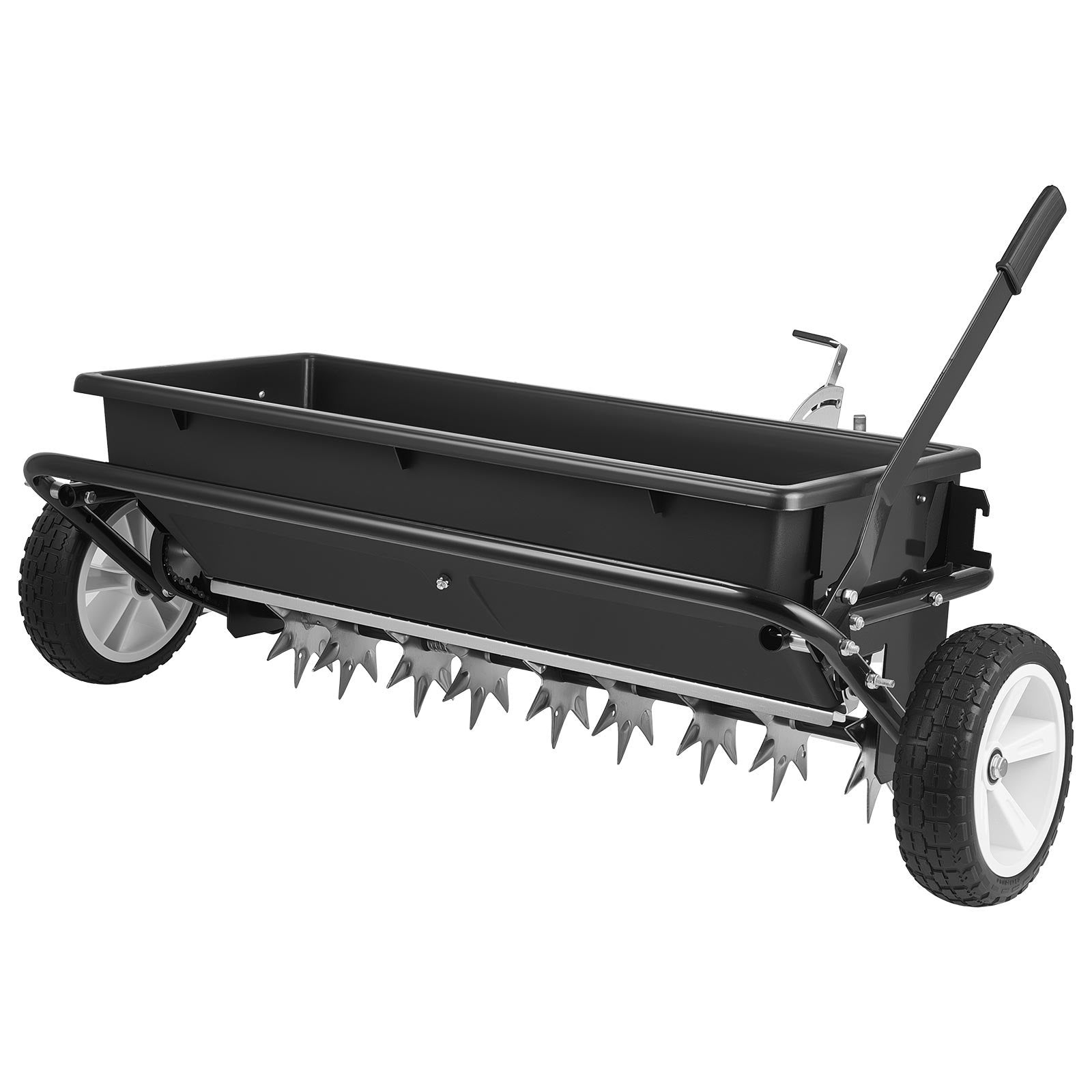 VEVOR velkamais zāliena kaisītājs ar aerācijas tapām, izkliedes platums 0,81 m, universāla sakabe, zāliena sējmašīna un augsnes aerators ar 45,36 kg ietilpību un 254 mm riepām ATV un UTV transportam