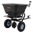 VEVOR piekabē velkams zāliena sējējs, sadales platums 3 m, dārza un zāliena sējējs ar universālu piekabes āķi, 38,6 kg ietilpība un 25 cm visurgājēja riepas, sēklu un mēslojuma sadales sējējs ATV un UTV