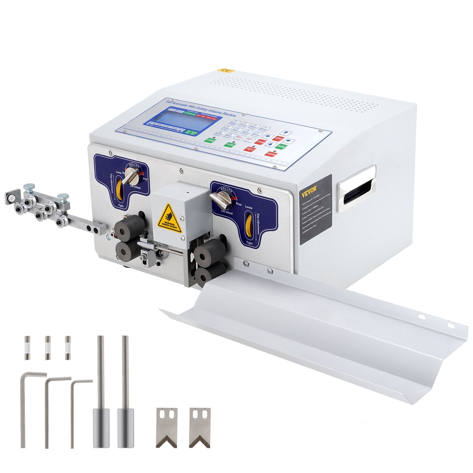 VEVOR Automatic Wire Stripping and Insulation Removal Machine, 300 V, computer-controlled, with wire straightener and collection tray, suitable for wires with a cross-sectional area of 0.1–10 mm²
