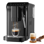 VEVOR automātiskais espresso kafijas automāts, 20 bāru spiediens, ar tvaika sprauslu un 15 malšanas līmeņiem