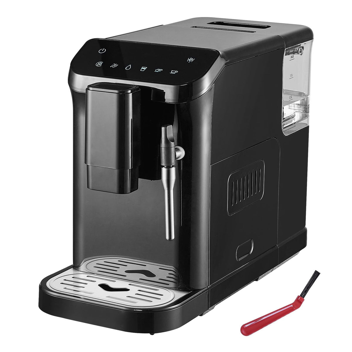 VEVOR automātiskais espresso kafijas automāts, 20 bāru spiediens, ar tvaika sprauslu un 15 malšanas līmeņiem