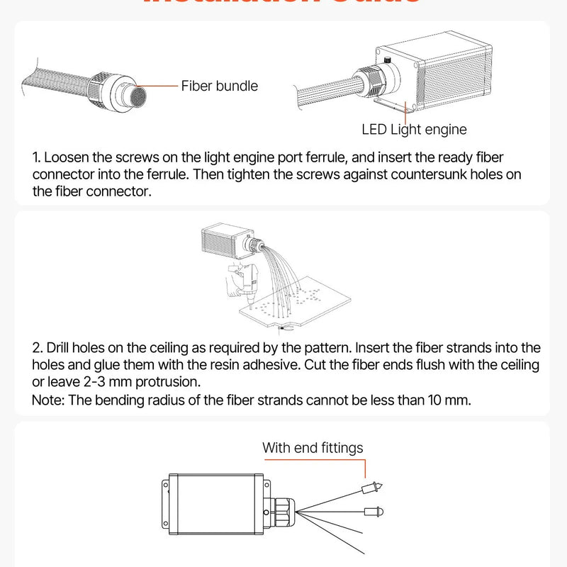 Starlight griestu apgaismojuma komplekts, 450 gab., 0,75 mm, 3 m, 16 W, ar Bluetooth, tālvadību, skaņas aktivizāciju, RGBW
