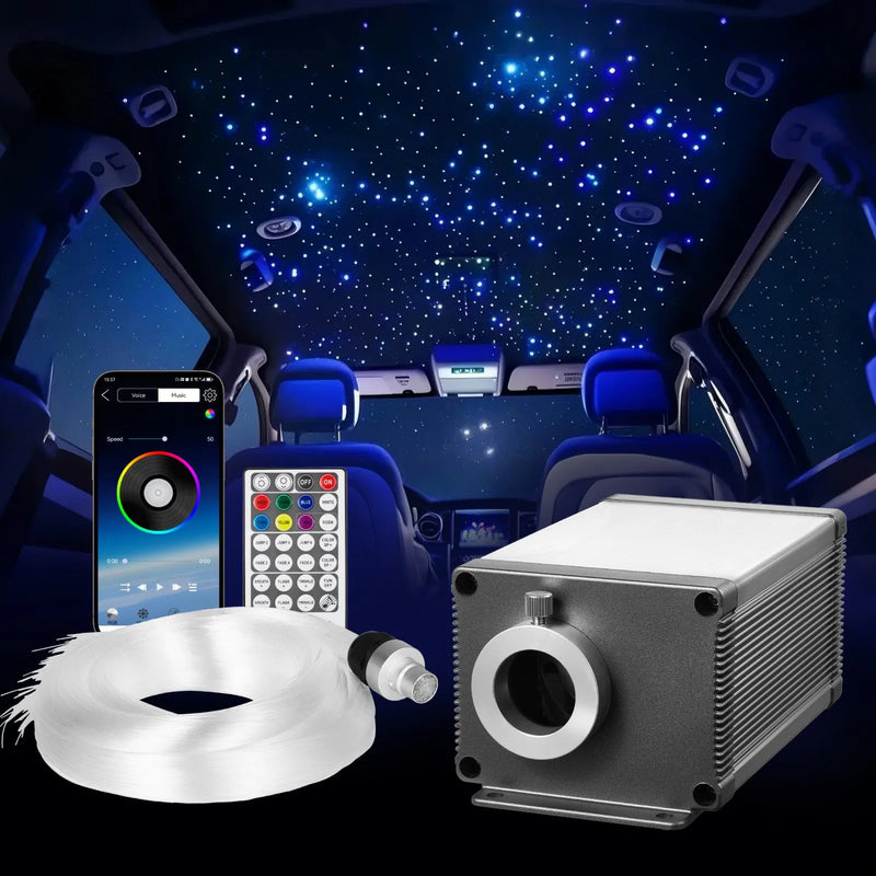 Starlight griestu apgaismojuma komplekts, 550 gab., 0,76 mm, 3 m, 16 W, ar Bluetooth, tālvadību, skaņas aktivizāciju, RGBW
