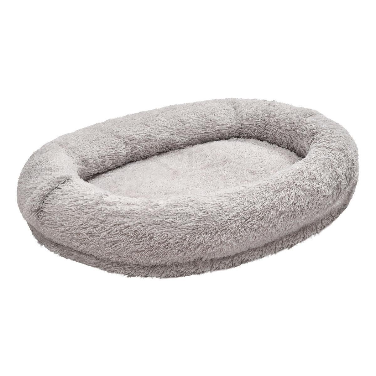 VEVOR cilvēka izmēra suņu gulta, 1320 × 860 × 240 mm ortopēdisks memory foam matracis, cilvēka izmēra gulta suņiem ar sānu kabatu, rokturi un rāvējslēdzēju, noņemama un mazgājama mašīnā, pelēkā krāsā.