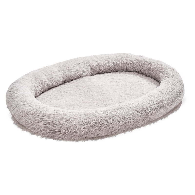 VEVOR cilvēka izmēra suņu gulta, 171 × 100 × 24 cm ortopēdisks memory foam matracis, cilvēka izmēra gulta suņiem ar sānu kabatu, rokturi un rāvējslēdzēju, noņemamu un mazgājamu mašīnā, pelēkā krāsā.