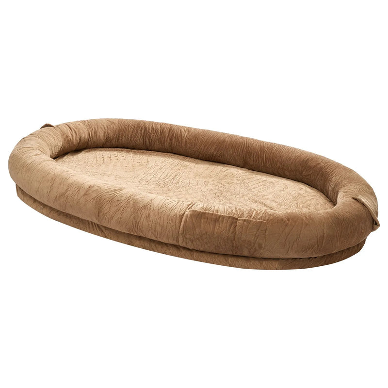 VEVOR cilvēka izmēra suņu gulta, 1770 × 1230 × 240 mm ortopēdisks memory foam matracis, cilvēka izmēra gulta suņiem ar sānu kabatu, rokturi un rāvējslēdzēju, noņemama un mazgājama mašīnā, brūnā krāsā.