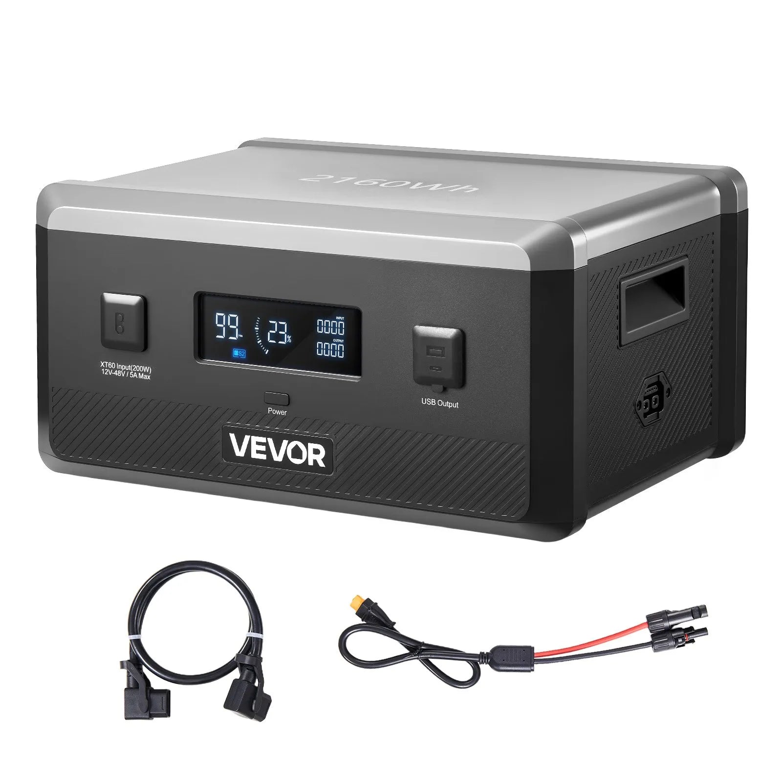 VEVOR Replacement Battery for Portable Power Station, 2160 Wh LiFePO4 Expansion Battery with 3 Output Ports for Use at Home, While Camping, on Trips, and in Emergencies