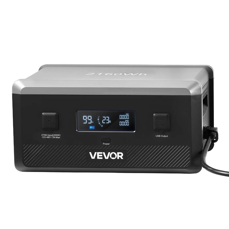 VEVOR papildu akumulators portatīvajai elektrostacijai, 2160 Wh LiFePO4 paplašināšanas akumulators ar 3 izejas pieslēgvietām lietošanai mājās, kempingā, ceļojumos un ārkārtas situācijās