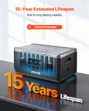 VEVOR papildu akumulators portatīvajai elektrostacijai, 2160 Wh LiFePO4 paplašināšanas akumulators ar 3 izejas pieslēgvietām lietošanai mājās, kempingā, ceļojumos un ārkārtas situācijās