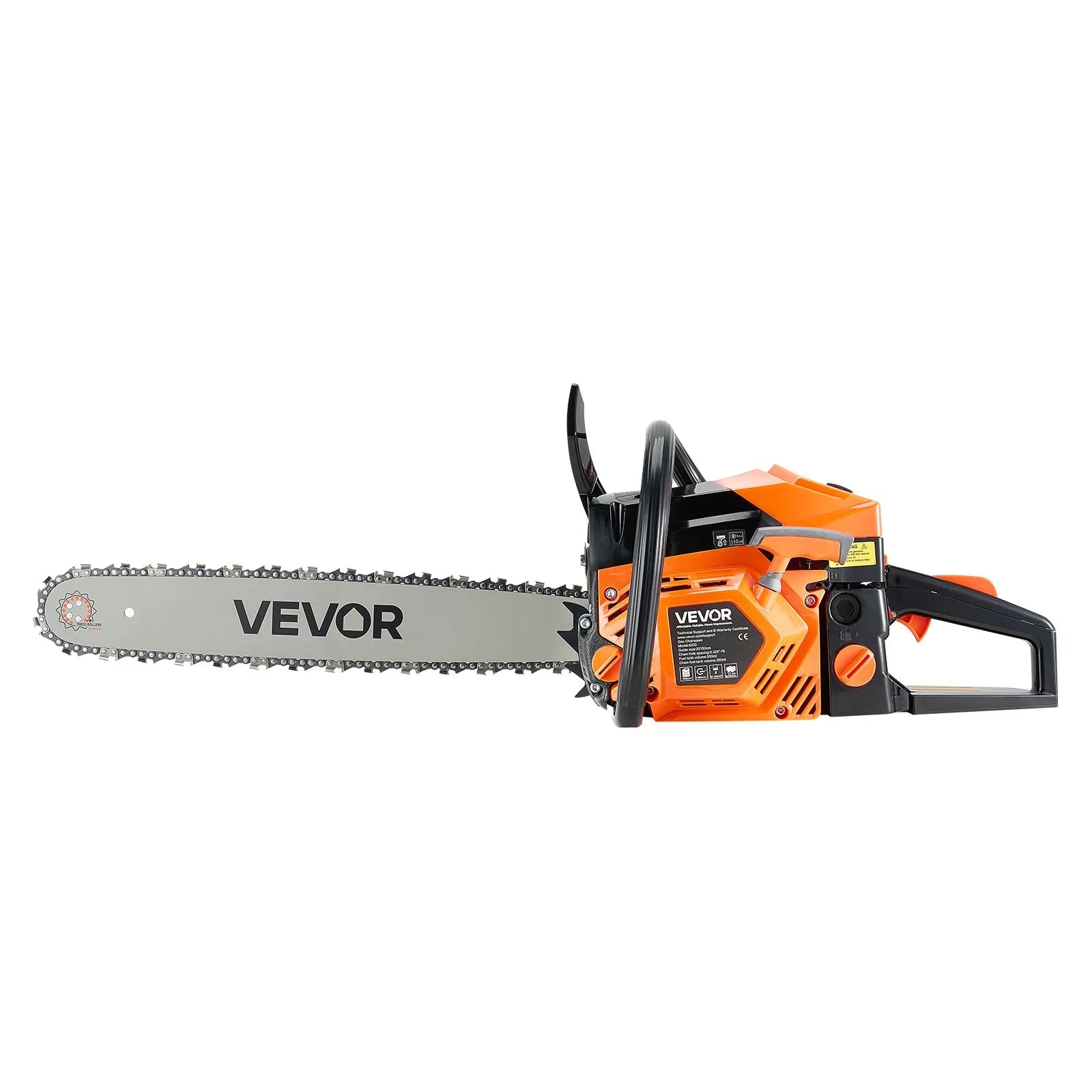VEVOR 58 cm³ benzīna motorzāģis ar 508 mm sliedi, 2,7 ZS jauda, neslīdošs rokturis, divas tvertnes, koksnes griešanai, koku apzāģēšanai un teritorijas attīrīšanai