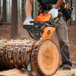 VEVOR 58 cm³ benzīna motorzāģis ar 508 mm sliedi, 2,7 ZS jauda, neslīdošs rokturis, divas tvertnes, koksnes griešanai, koku apzāģēšanai un teritorijas attīrīšanai