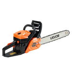 VEVOR 58 cm³ benzīna motorzāģis ar 508 mm sliedi, 2,7 ZS jauda, neslīdošs rokturis, divas tvertnes, koksnes griešanai, koku apzāģēšanai un teritorijas attīrīšanai