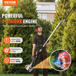 VEVOR 52 cm³ 6-funkciju benzīna dārza griešanas un apgriešanas ierīce ar dzīvžogu griezēju, zāles trimmeri, krūmgriezi, maluma griezēju, zaru zāģi un pagarināmo kātu