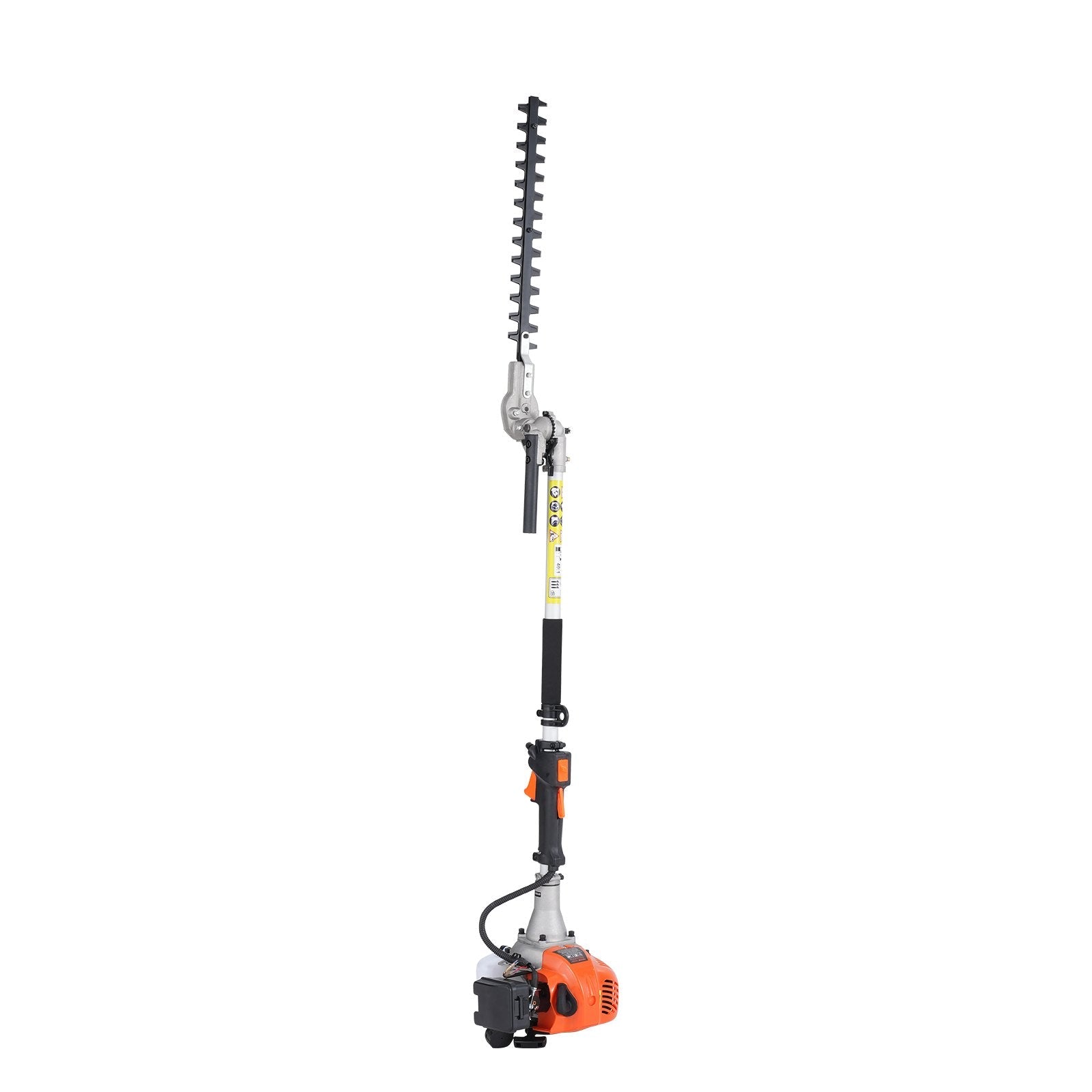 VEVOR benzīna dzīvžogu trimmeris, 26 cm³ 2-taktu dzinējs, 400 mm asmens ar divpusēju, divvirzienu griešanas sistēmu, 270° regulējama griešanas galva, piemērots krūmu un dzīvžogu apgriešanai
