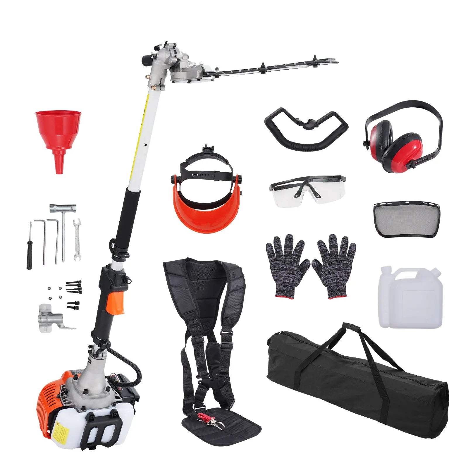 VEVOR 400 mm 26 cm³ divtaktu benzīna dzīvžogu griezējs ar divpusēju pretējas kustības asmeni, 270° regulējamu griešanas galvu, piemērots krūmu un dzīvžogu apgriešanai