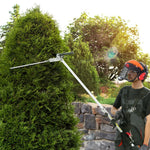 VEVOR 400 mm 26 cm³ divtaktu benzīna dzīvžogu griezējs ar divpusēju pretējas kustības asmeni, 270° regulējamu griešanas galvu, piemērots krūmu un dzīvžogu apgriešanai