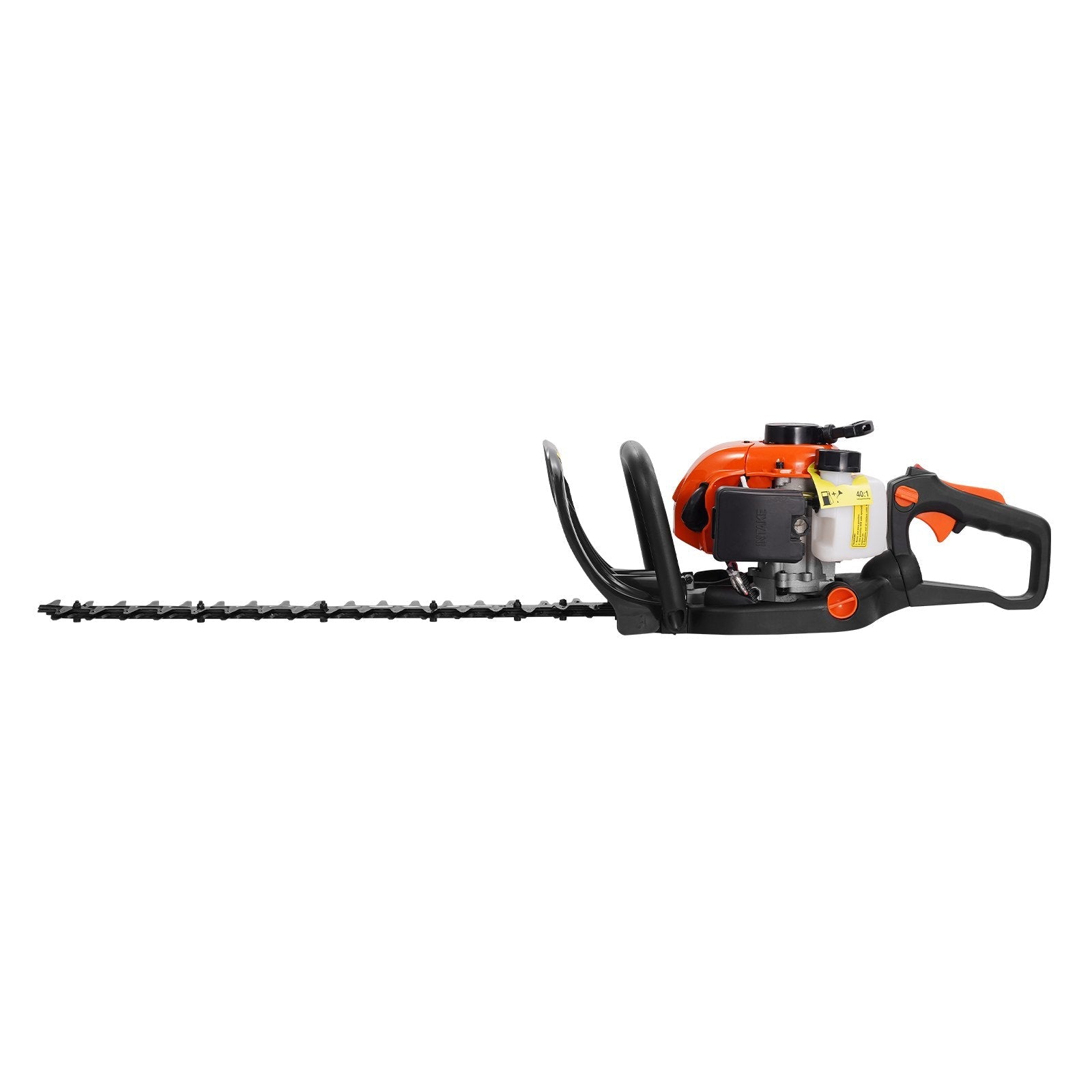 VEVOR 590 mm 26 cm³ divtaktu benzīna dzīvžogu griezējs ar divpusēju pretējas kustības asmeni un 180° regulējamu griešanas galvu, piemērots krūmu un zemāko dzīvžogu apgriešanai