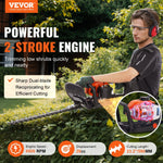 VEVOR 590 mm 26 cm³ divtaktu benzīna dzīvžogu griezējs ar divpusēju pretējas kustības asmeni un 180° regulējamu griešanas galvu, piemērots krūmu un zemāko dzīvžogu apgriešanai