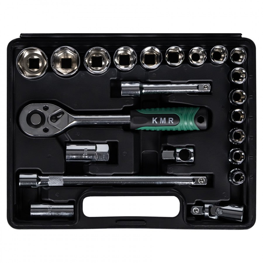 KAMAR KMR5 instrumentu komplekts 22 daļas ar 1,27 cm galatslēgām un sprūdratu transportēšanas koferī