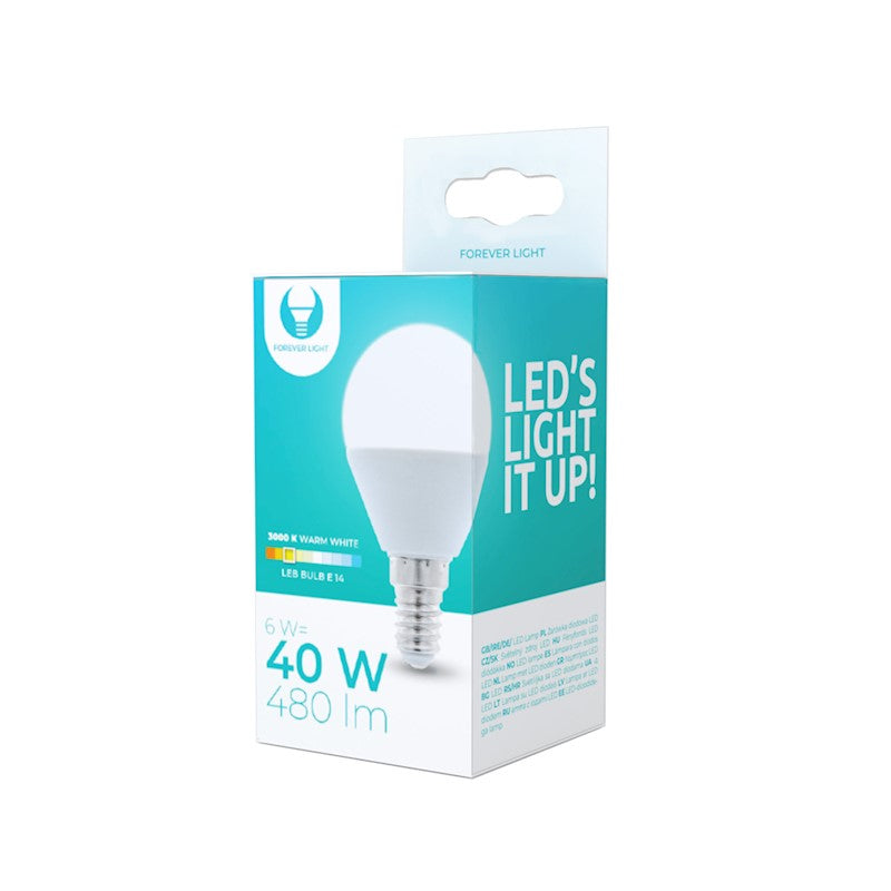 E14 6W(480Lm) LED bulb, IP20, warm white light 3000K