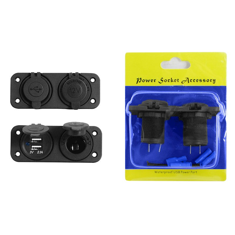 LTC auto/jahtas ligzda + 2×USB-A, 5 V, kabelis 1,4 m