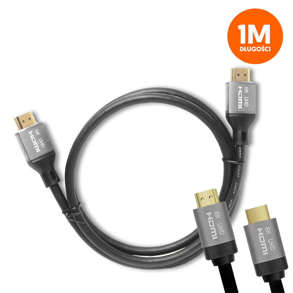 HDMI 2.1 kabelis 8K 1 m melns Ultra High Speed audio un video pārraidei