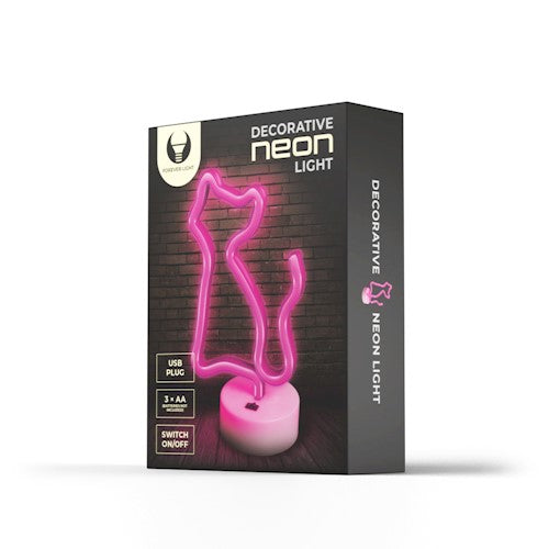 Neona LED figūra uz statīva KAĶIS, rozā, Forever Light FSNE02