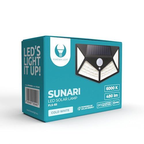 SUNARI saules gaismeklis LED FLS-65 100*SMD PIR 6W 480lm 6000K 1200mAh Li-Ion Forever Light
