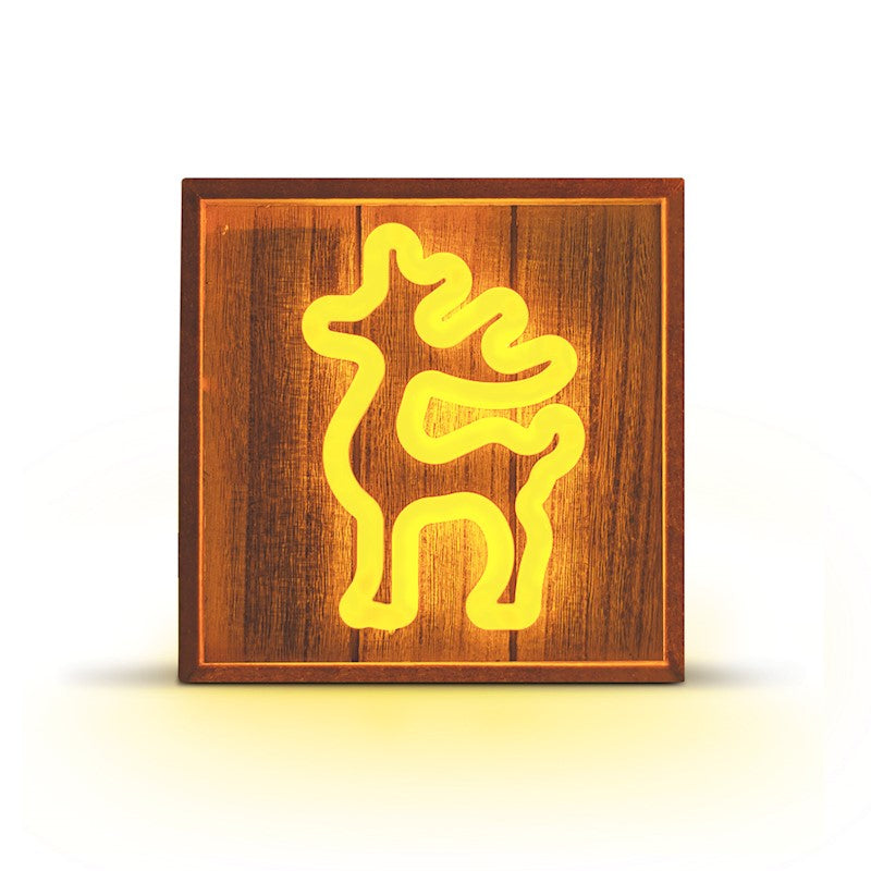 Neon LED light with wooden frame DEER, warm white, FLNW01, Forever Light