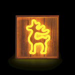 Neon LED light with wooden frame DEER, warm white, FLNW01, Forever Light