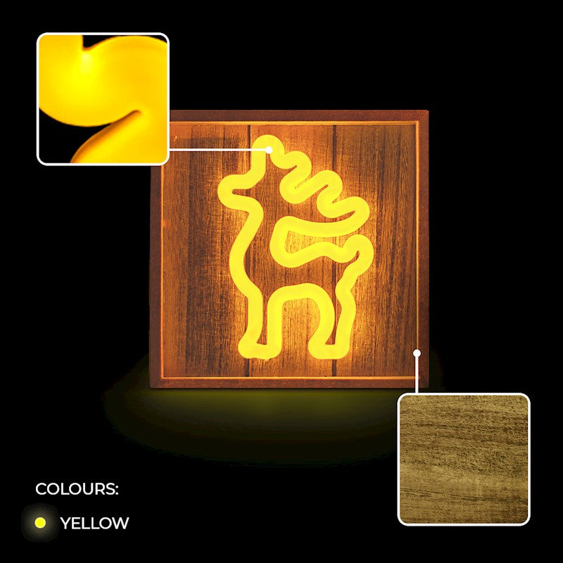 Neon LED light with wooden frame DEER, warm white, FLNW01, Forever Light