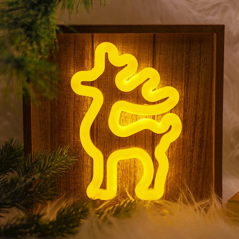 Neon LED light with wooden frame DEER, warm white, FLNW01, Forever Light