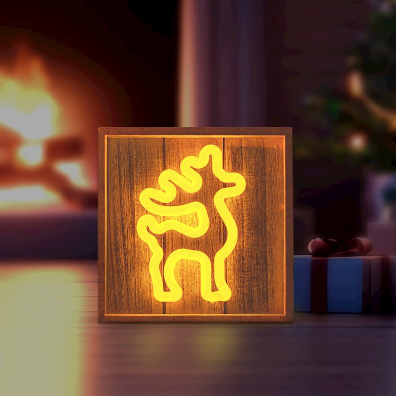 Neon LED light with wooden frame DEER, warm white, FLNW01, Forever Light