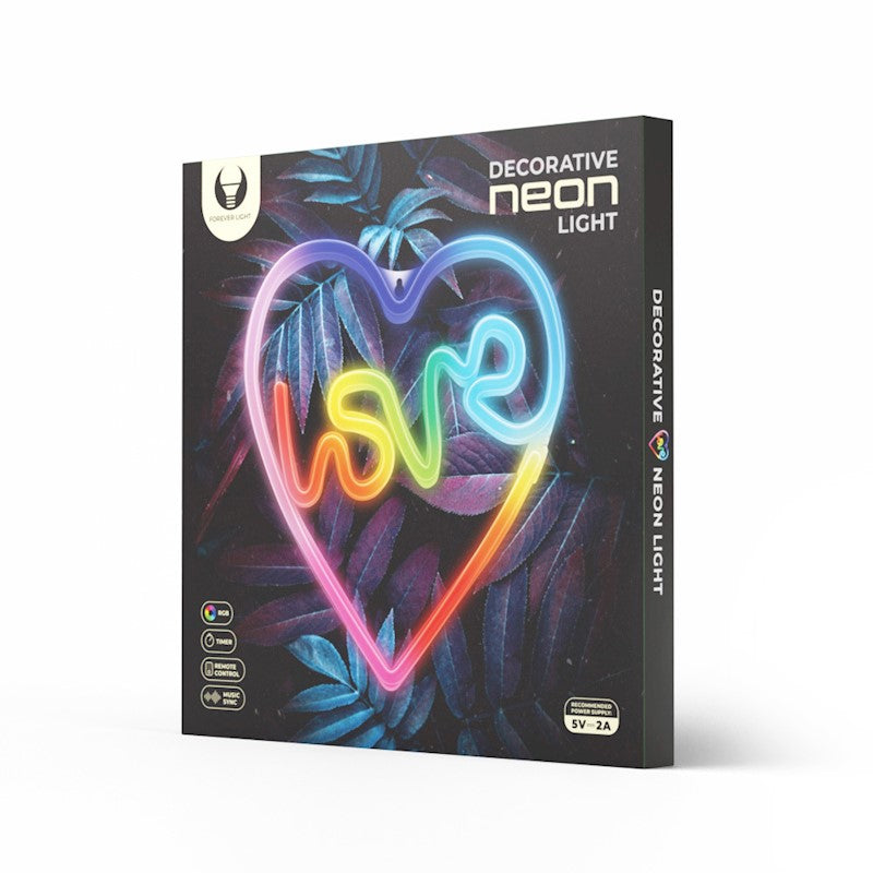 Neon LED RGB MĪLESTĪBA SIRDĪ FLRN02 + tālvadības pults, Forever Light