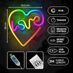 Neon LED RGB MĪLESTĪBA SIRDĪ FLRN02 + tālvadības pults, Forever Light