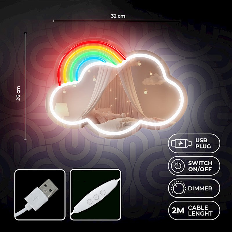 Neon MIRROR LED LAMP shape, multicoloured, FMNE05, Forever Light