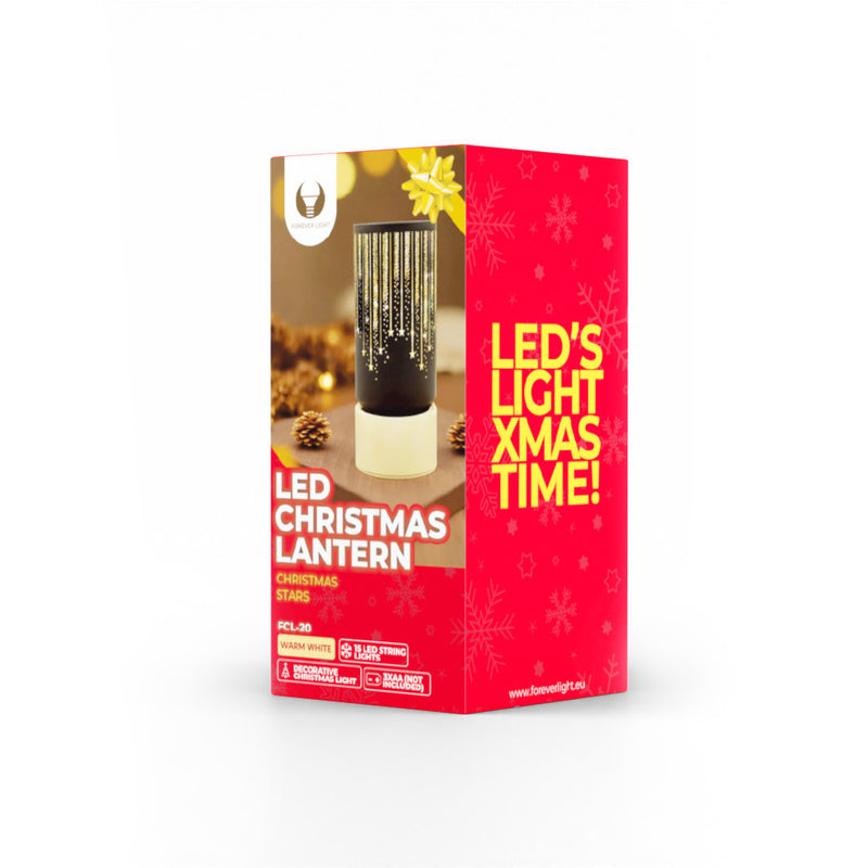 Ziemassvētku stikla laterna FCL-20, melni zelta krāsā, L, Forever Light