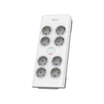 PHILIPS Overload-proof extension cord, 8 Schuko sockets, 2 m, 16 A, black