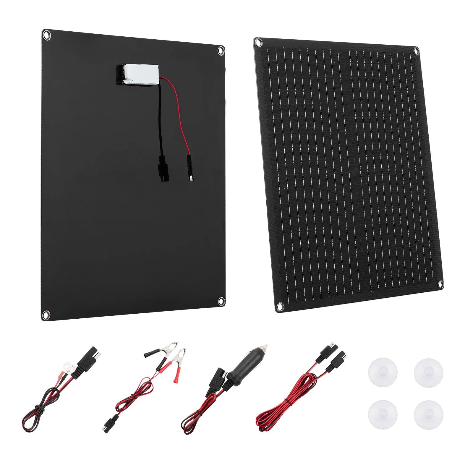 VEVOR 30 W 12 V saules paneļa akumulatora lādētājs, uzturošās uzlādes saules lādētājs ar iebūvētu viedo kontrolieri un 3 pieslēguma kabeļiem, IP67 ūdensizturīgs, pārnēsājams kemperiem, automašīnām, motocikliem, laivām un furgoniem